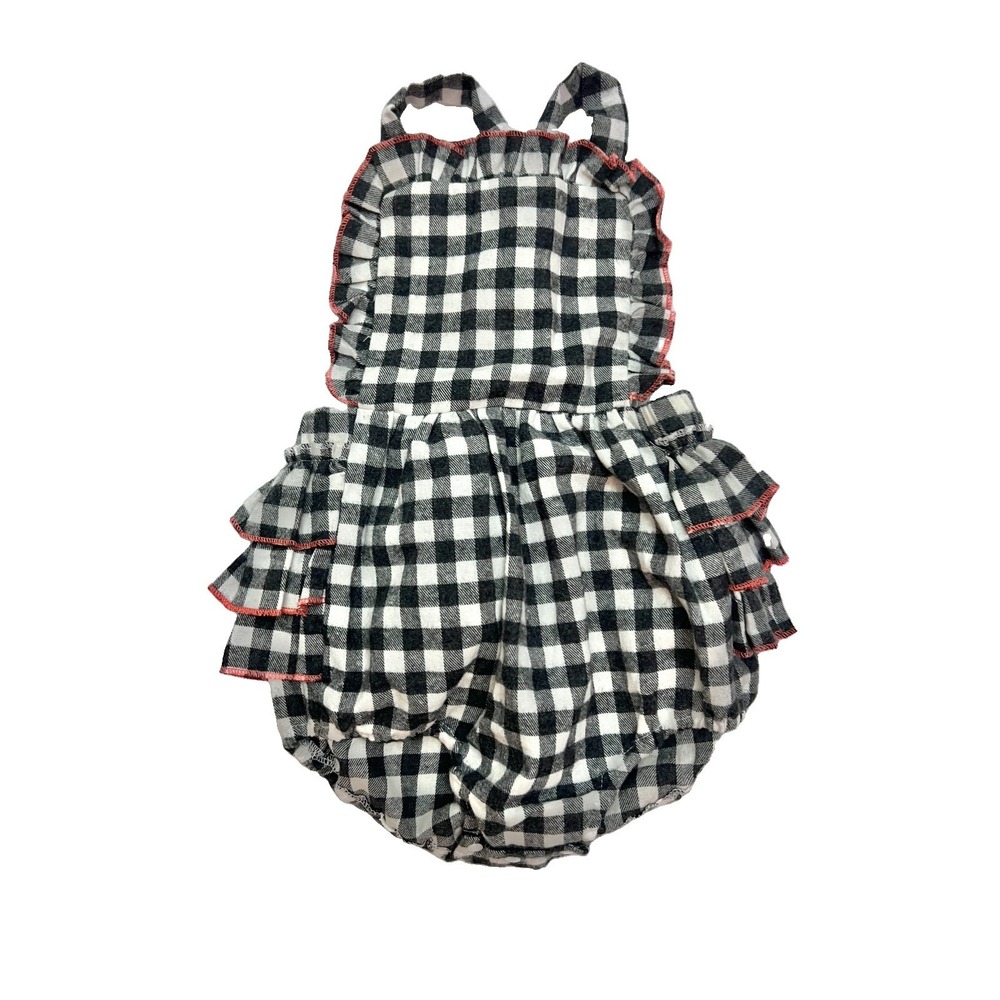 Jumper Romper 12-18 Month Black White Check Dress Holiday Play Baby Clothing